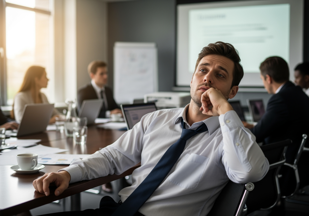 年男子半夜起身上廁所，表情疲憊無奈