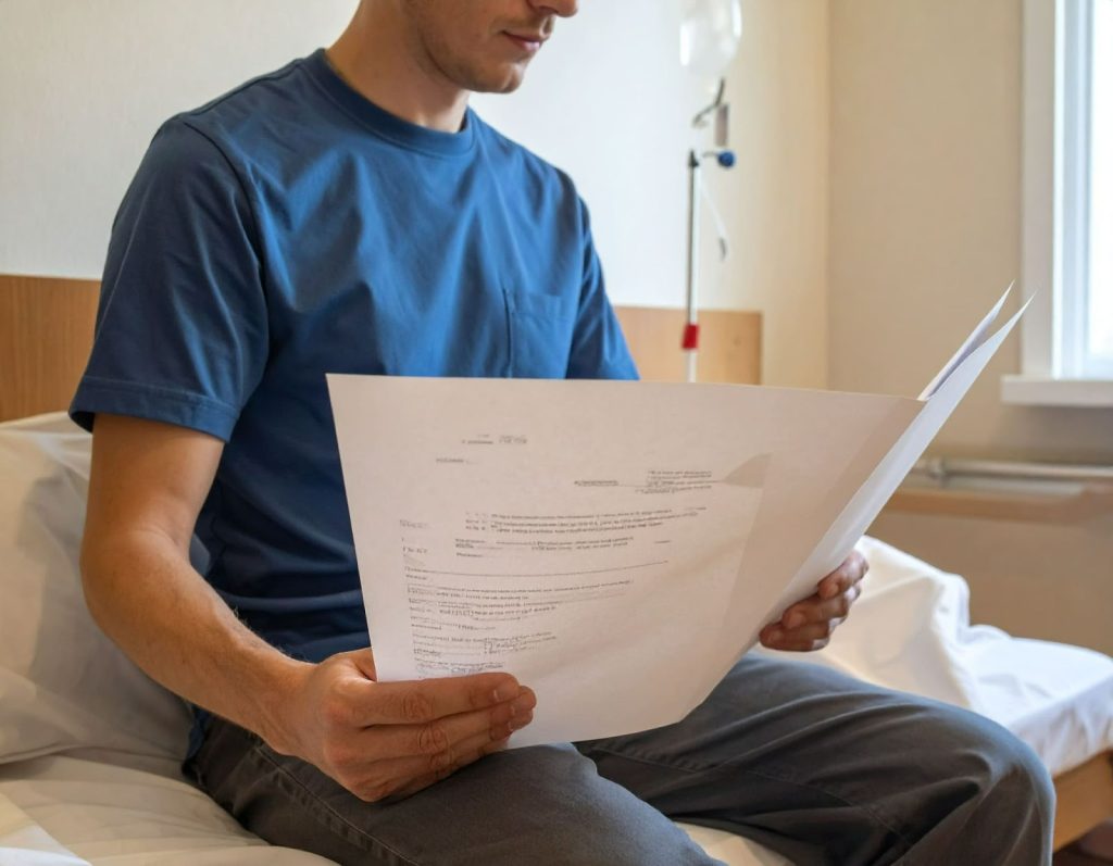 患者回診時攤開檢查報告