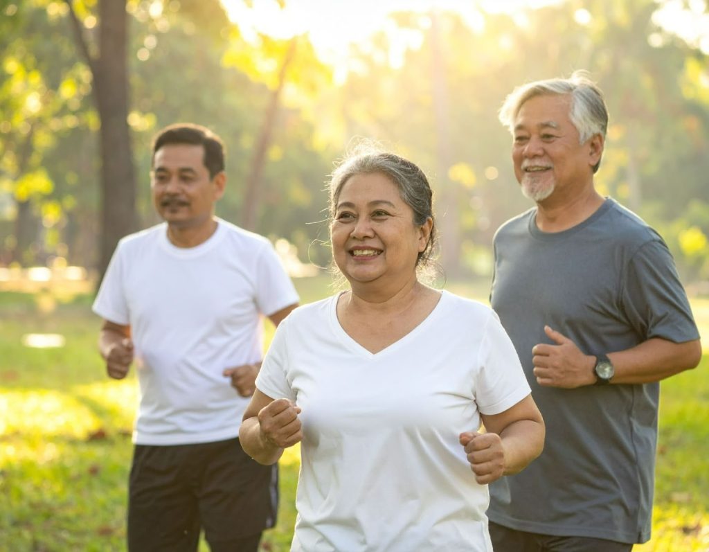 銀髮族在公園運動