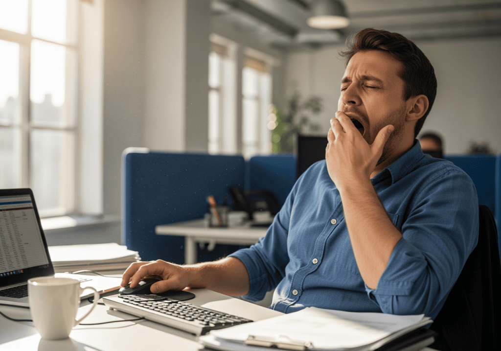 男性白天工作時打哈欠,睡眠品質受影響