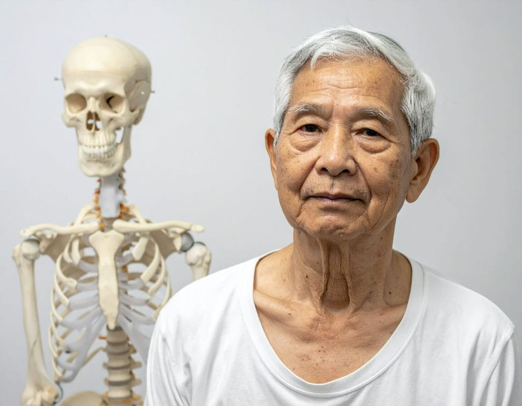 一名老人在醫院接受骨骼健康檢查